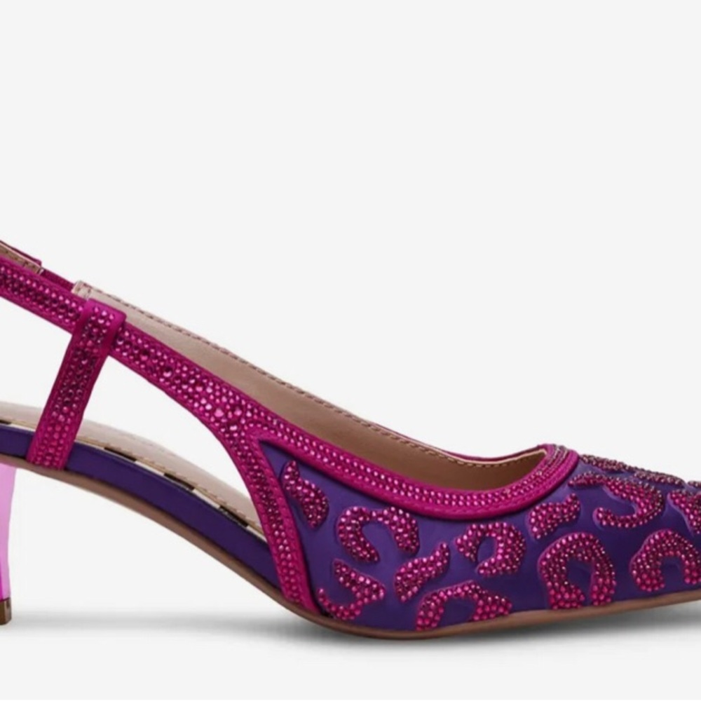 Betsey Johnson Purple & Fuchsia Embellished Slingback Pump Size 9.5M - Picture 4 of 6